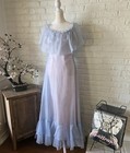 Vintage 1960s 70s Gown With Ruffle Detail   Off Shoulder  Party  Wedding  Formal