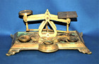 A Set Of Antique 19th Century Postal Scales  Brass Scroll Design  English Made
