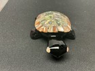 Abalone Shell Mosaic Turtle Figurine Black Body Inlay Coastal Decor 4 Inch