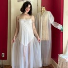 1980s Henson Kickernick White Nylon Romantic Flapper Style Set Peignoir Set L