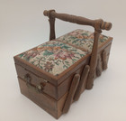 Vintage Sewing Box Wooden Fold Out 3 Compartment Hdi