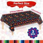 3 Pcs Mexican Fiesta Plastic Tablecloth 274cm    137cm   108     54   Colorful