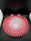 Antique Hand Blown Victorian Style Art Glass Centerpiece Bowl Ruffled Edges 