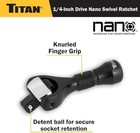 Titan 2 Piece Nano Swivel Ratchet And Bit Driver Set With 90 Tooth Head