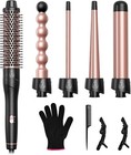Curling Iron Set  5-in-1  0 35-1 5 Inch Barrels  Ceramic Construction  Dual V   