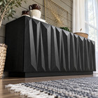 59 5  Modern Geometric Sideboard Buffet Cabinet 4 Doors Credenza Tv Stand Black