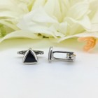 Sterling Silver Triangle Cufflinks  Black Enamel Men s Formal Jewelry