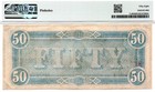 1864  50 Confederate States Of America T-66 Banknote - Pmg Au58  Jefferson Davis