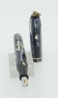 Vintage 1930 s Black   White Mottled Ringtop Fountain Pen - Fine Nib
