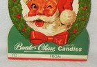 Vtg Christmas 1950 s Santa Candy Label Wrapper Bunte Chase Candies Usa