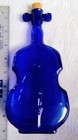 Vintage Cobalt Blue Glass Bottle Shaped Like A Violin 