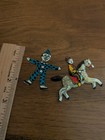 Vtg Cracker Jack Toy Prize Tin Metal Litho Jockey Appaloosa Horse Clown Lot 40s