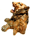Antique Cast White Metal Bronze Painted Figural Roaring Lion Inkwell