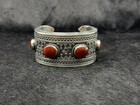 Beautiful Rare Vintage Handicraft Afghani Silver Bangle With Carnelian Stone