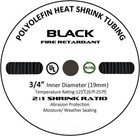 100 Ft   Black 3 4  19mm Polyolefin 2 1 Heat Shrink Protection Tubing With Text