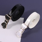 Bow Buckle Ladies Patent Leather Dress Decorative Rhinestones Small Thin Belts 