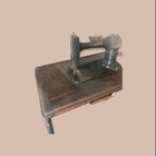 Vintage Household Cast Iron Antique Sewing Machine In Original Cabinet Top Piece