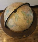 Replogle Heirloom 16in Floor Globe Rotating Wood metal Stand Lights Up 