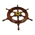 Nautical Marine Vtg Wood   Brass Steering Helm Boat Ship Wheel 19  Reproduction 