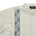 Men s Mexican Guayabera Shirt Long Sleeve Embroidered Mock Neck White Xl