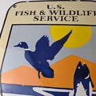 Vintage Fish Wildlife Sign - Agricultural Outdoor Us Gas Pump Porcelain Sign