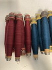 Wood Quills Wrapped Bobbins  Spools  Wooden Threaded  Textile  Lot Of 18 