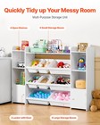 4-tier Large Kids Toy Storage And Bookshelf With 8 Plastic Bins White