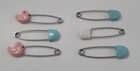 Vintage Lot Of 6 Baby Diaper Pins  Plastic Pink Clasps  Safety Pins Bird Read 
