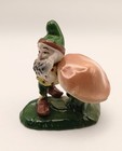 Vintage Ceramic Gnome Figurine With Mushroom - Mid-century Garden Gnome   