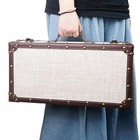  Small Wooden Treasure Chest With Lock  Vintage Suitcase Wood Keepsake Storage 