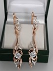 Vintage 1990-s 14 Ct Rolled Gold Very Long Zircons Earrings-hallmarked 585 Rg
