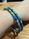 Antique Chinese Beautiful Pair Bangle Bracelet Sterling Silver Export Enamel
