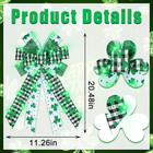Large Led St  Patrick s Day Bows With Glitter Shamrock For Wreaths And Decor