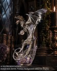 Silver Dragon Figurine Holding Purple Crystal Ball Fantasy Gothic Statue 11 75 