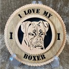 Handmade 6  Wooden Boxer Dog Wall Plaque I Love My Boxer Laser Cut Pet Lover
