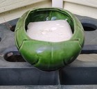 Vintage Green Ceramic Planter With Butterfly Design  7 l X 4 w X 2 75 t 