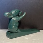 Cast Iron Mouse Door Stop Wedge Stopper Rustic Vintage Primitive Style Green