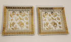 2 Mcm Georges Briard Gold Persian Garden 5 5    Pebbled Glass Plate Dish Tray Vtg