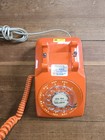 Mcm Vintage Orange Rotary Desk Telephone     Itt Bell System Model 500