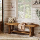 55-inch Solid Wood Entryway Bench  Indoor End Of Bed Bench With Storage Shelf