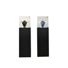 Glass Top Black Pedestal Exhibition Display Showcase With Led Lights And Lock 