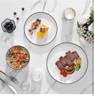 12 Plates   Bowls Malacasa Porcelain Dinnerware White With Black Trim