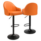 Set Of 2 Swivel Bar Stool Counter Height Pub Seat Orange Adjustable Dining Chair