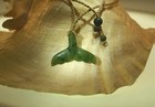 39mm Carved Canadian Nephrite Jade Hawaiian Whale Tail Flukes Pendant 27   2