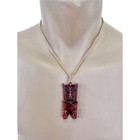 Hawaiian Jewelry Hand Carved Koa Wood Tiki God Ku Pendant Necklace From Hawaii