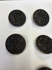 Antique Picture Button Daisy Flowers Brass Tinted Victorian 1 5    Lot Of 7