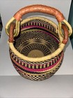 Bolga Ghana Market Basket Medium 13 Inch Tall Round Woven Basket