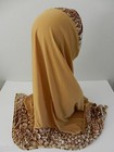 Gold Brown One Piece Slip-on Leopard Zebra Pattern Muslim Hijab Head Cover Scarf