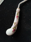 Vintage Cake Comb Cutter England Stainless Moss Rose Porcelain Handle 10 5 