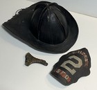 Antique 1880s High Eagle Leather Fire Helmet   Front Shield Citizen 2 Seymour Ct